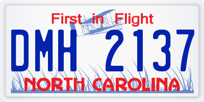 NC license plate DMH2137