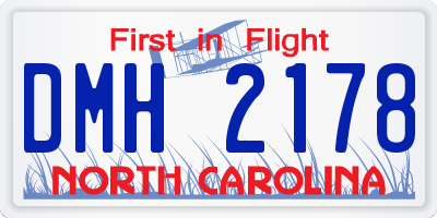 NC license plate DMH2178