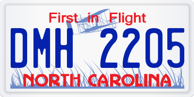 NC license plate DMH2205