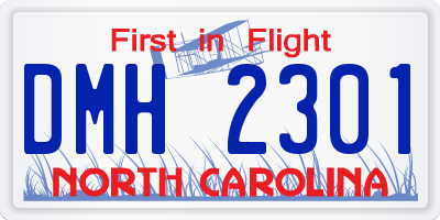 NC license plate DMH2301