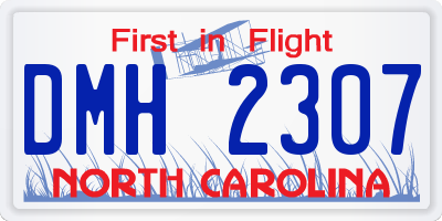 NC license plate DMH2307