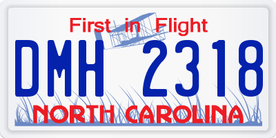 NC license plate DMH2318