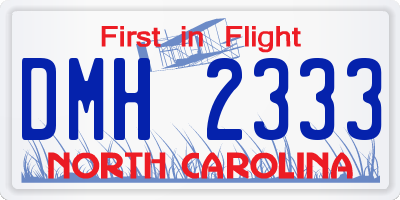 NC license plate DMH2333