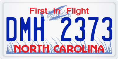 NC license plate DMH2373