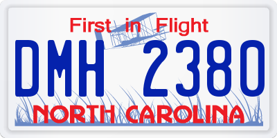 NC license plate DMH2380