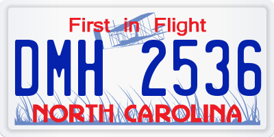 NC license plate DMH2536