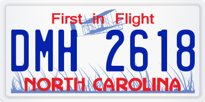 NC license plate DMH2618