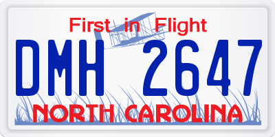 NC license plate DMH2647