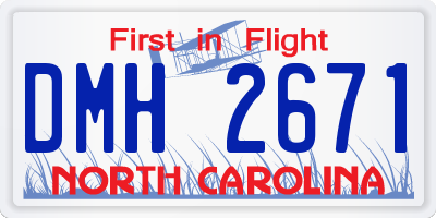 NC license plate DMH2671