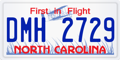 NC license plate DMH2729