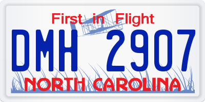 NC license plate DMH2907