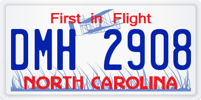 NC license plate DMH2908