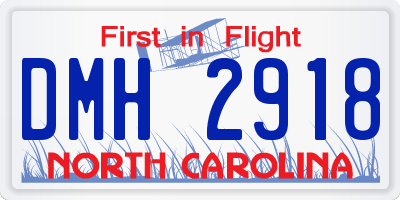 NC license plate DMH2918