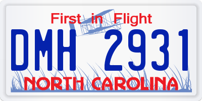 NC license plate DMH2931