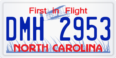 NC license plate DMH2953