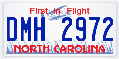 NC license plate DMH2972