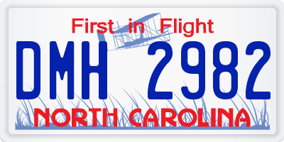 NC license plate DMH2982