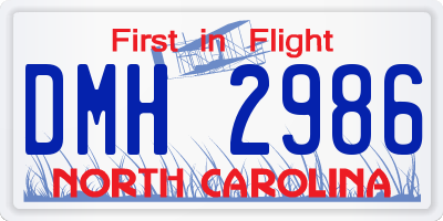 NC license plate DMH2986