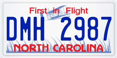 NC license plate DMH2987