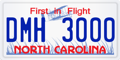 NC license plate DMH3000
