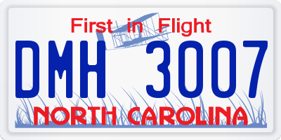 NC license plate DMH3007