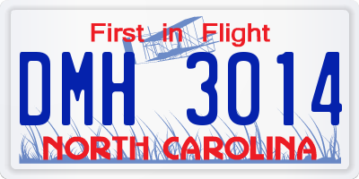 NC license plate DMH3014