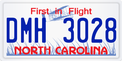 NC license plate DMH3028