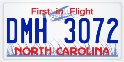 NC license plate DMH3072