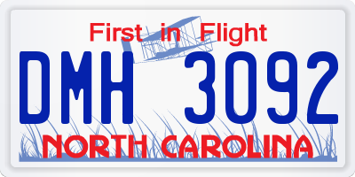 NC license plate DMH3092