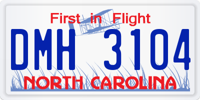 NC license plate DMH3104