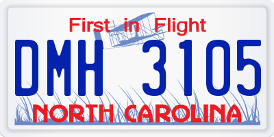 NC license plate DMH3105