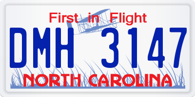 NC license plate DMH3147