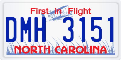NC license plate DMH3151