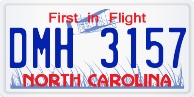 NC license plate DMH3157