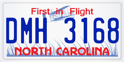 NC license plate DMH3168