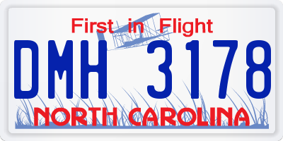 NC license plate DMH3178