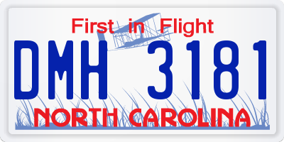 NC license plate DMH3181