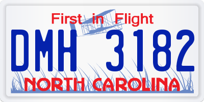 NC license plate DMH3182
