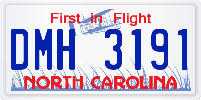 NC license plate DMH3191