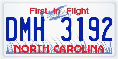 NC license plate DMH3192