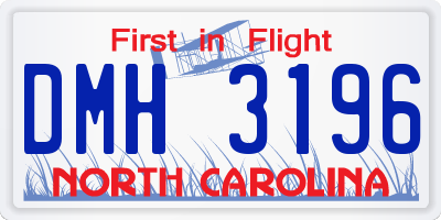 NC license plate DMH3196