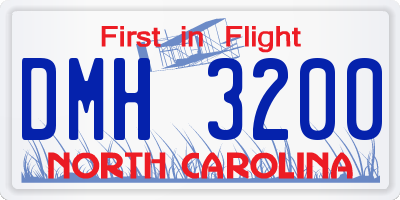 NC license plate DMH3200