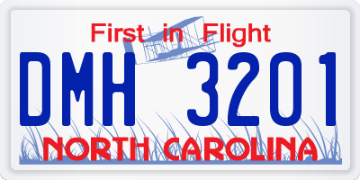 NC license plate DMH3201