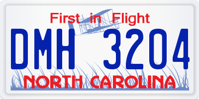 NC license plate DMH3204