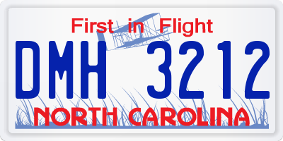 NC license plate DMH3212