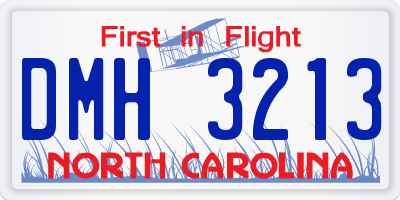 NC license plate DMH3213