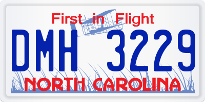 NC license plate DMH3229