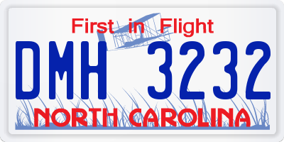 NC license plate DMH3232