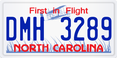 NC license plate DMH3289