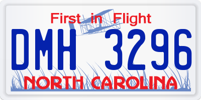 NC license plate DMH3296